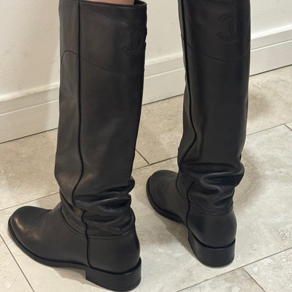CHANEL Knee High Leather Equestrian Riding Boots - Picture 5 of 14
